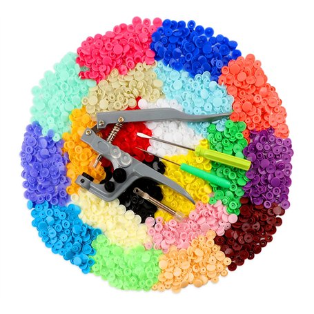 ilauke Snap Pince + 400 PCS Boutons Pressions de T5-12mm Pression Kit de Pince PourT3 T5 T8 en Plastique Multicolores 20 Couleur
