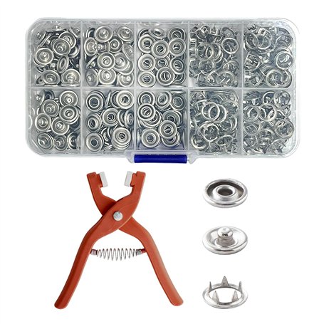 MEMOFYND Lot de 100 paires de boutons pression en métal avec 1 pince à pression pour coudre des vêtements