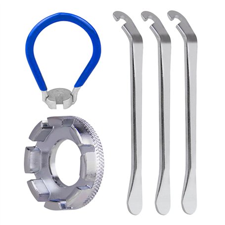 MEMOFYND Lot de 5 clés à rayons de vélo - Outil à rayons de vélo - Clé à 8 trous avec démonte-pneu - Convient pour la plupart de