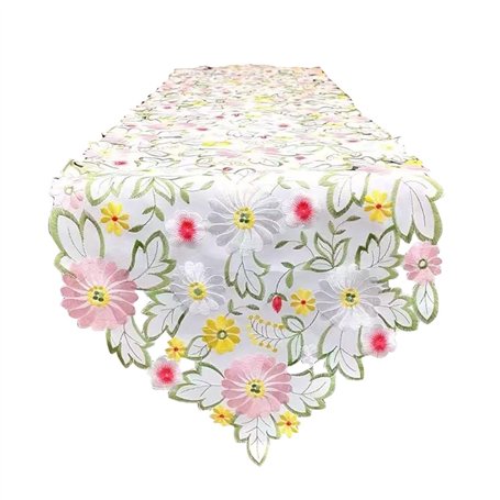 1 Morceau De Drapeau De Table Brodé De Marguerites