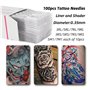 ATOMUS Lot de 100 aiguilles à tatouer jetables mélangées 3RL 5RL 7RL 9RL 3RS 5RS 7RS 9RS 5M1 7M1 Aiguilles en acier inoxydable s