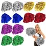Lot de 12 pompons de pom-pom girl avec poignées pom girl métallisée
