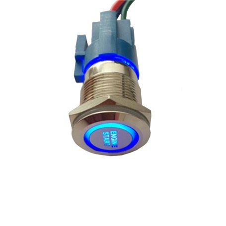 Mintice 19mm Bleu LED 12V Interrupteur à Bascule Bouton Poussoir Voiture Métal Interrupteur Momentané Lumière Intérieure Engine