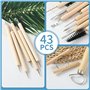 43pcs Outil de Poterie Sculpture Argile Burin Modelage,Kit d'outils Poterie avec Sac de Rangement,Convient aux Céramistes, Menui