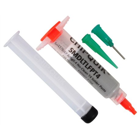 Solder Paste no clean Sn42/Bi57.6/Ag0.4 Low Temp 138C in 5cc syringe 15g (T4)