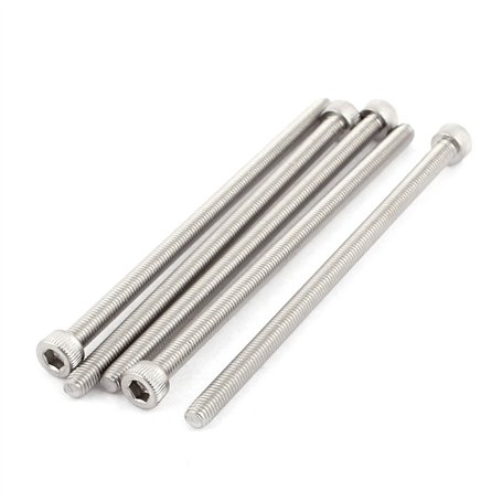 sourcing map M5x100m Filetage 304 Vis à tête cylindrique six pans creux en acier inoxydable DIN912 5pcs