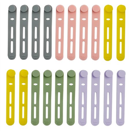 Ensemble de 20 attaches de câble en silicone rechargeables colorées verrouillables 5 couleurs utilisées pour connecter des écout