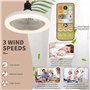 Hobaca Ventilateur de plafond 30W avec lampe E27 Base Moderne Rotatif à 180° avec lumière et télécommande, 3 Couleurs Dimmable L