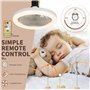 Hobaca Ventilateur de plafond 30W avec lampe E27 Base Moderne Rotatif à 180° avec lumière et télécommande, 3 Couleurs Dimmable L