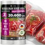 culivac 2 Rouleaux Sous Vide Alimentaire 20x600cm "Professional" pour Appareil de Mise Sous Vide de toutes les marques sous vide