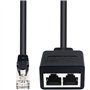 Duttek (1 Paire) Adaptateur RJ45 1 mâle vers 2 Femelles pour Extension de câble Ethernet LAN de Cat. 5/6. (Utiliser simultanémen