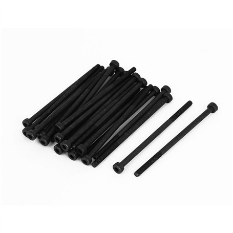 sourcing map 25pcs M3x65mm Vis à Tête Cylindrique à Six Pans Creux Tête Hexagonale Boulon Demi Filetage en Acier Allié 12.9 Noir