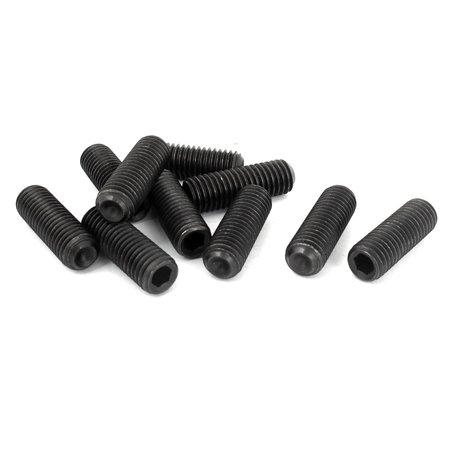 sourcing map 10pcs M10 x 30 mm vis sans tête à pointe creuse noir douilles hexagonales