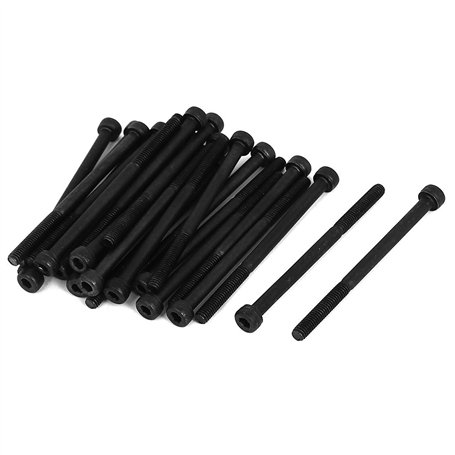 sourcing map 25pcs M4x60mm Vis à Tête Cylindrique à Six Pans Creux Tête Hexagonale Boulon Demi Filetage en Acier Allié 12.9 Noir