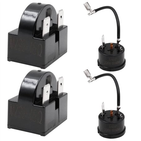 WANGCL Lot de 2 relais de démarrage de compresseur 3 broches 15 Ohm + 2 protecteurs de surcharge de compresseur 1/4 HP pour répa
