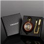 TREEWETO Montre de Poche mécanique en Bois à Chiffres Romains, Montre Gousset Ouverte pour Hommes et Femmes