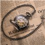 TREEWETO Montre de Poche Automatique Mécanique pour Homme Garçon, Romains Squelette Montre de Poche Mécanique Bronze, Montre de 