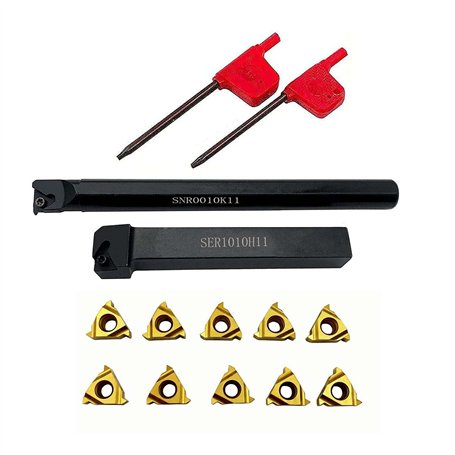 ASZLBYM 14 pièces SER 1010H11 porte-outil de tournage à filetage externe + SNR 0010K11 porte-outil de tournage à filetage intern