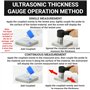 HT-1200 Jauge d'épaisseur à ultrasons LCD numérique, Outil de mesure de l'épaisseur de Métal Plastique Céramique Verre, Gamme 3~