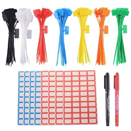 GTIWUNG 175Pcs Nylon Câble Zip Liens étiquettes Marqueur Verrouillage Automatique avec 320Pcs étiquettes pour la Gestion des câb