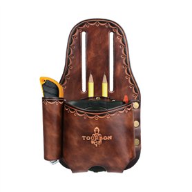 Tourbon Grand support de mètre ruban en cuir véritable pour ceinture Mètre ruban