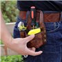 Tourbon Grand support de mètre ruban en cuir véritable pour ceinture Mètre ruban, pochette à outils avec marteau, couteau utilit