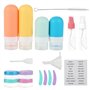 Flacon Voyage en Silicone Set - 18 Pièces Contenant Voyage - Kit Voyage Avion - Bouteille de Voyage Accessoires