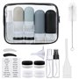 Flacon voyage - Kit voyage produit toilette - Flacons de voyage en silicone - Set de 17 - rechargeables et étanches - parfaits p