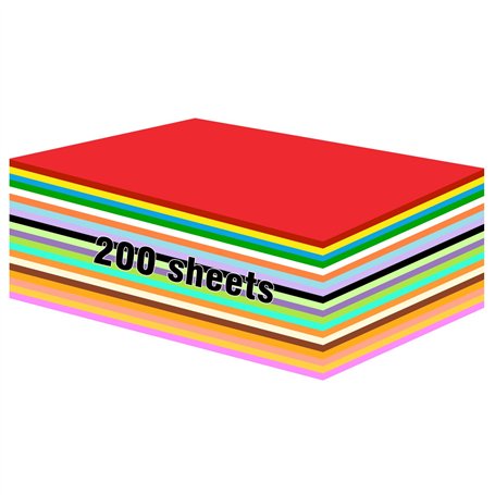 200 Feuille Cartonnée A4 Couleur – feuilles de papier couleur – A4 Papier Pour Origami – 20 couleurs – 70 g/m² – idéal pour le p