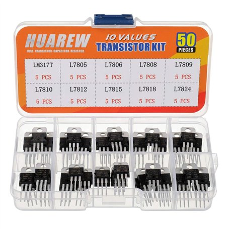 HUAREW 10 valeurs 50 pièces régulateur de tension fixe positif LM317T L7805 L7806 L7808 L7809 L7810 L7812 L7815 L7818 L7824 TO-2