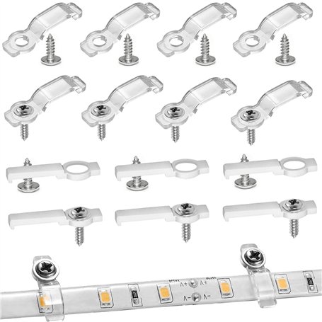 LBING 100 LED Lighting Clips de supports de fixation pour Bande Lumineuse Supports de Fixation Clips LED Strip 10mm Wide Waterpr