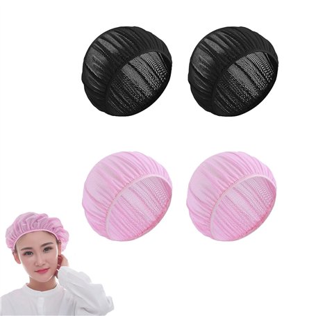 Lot de 4 Bonnets de Sommeil en Maille pour la Nuit Filets à Cheveux Bouclés pour Femme - Protection des Doux