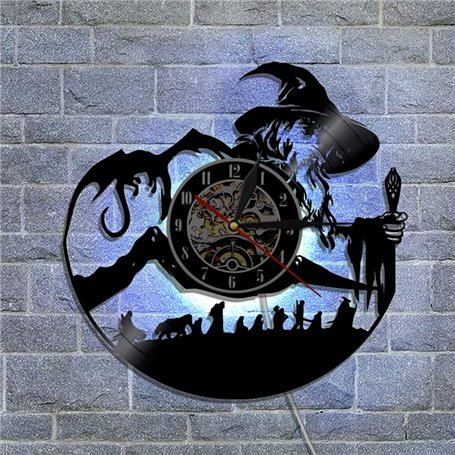Smotly Horloge murale en vinyle Le Seigneur des Anneaux avec fonction veilleuse LED - Cadeau pour les amoureux