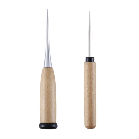 Alène de Couture en Cuir Poinçon avec Manche en Bois Poinçon Bricolage Outils de Perforation à Manche Perforatrice Manche en Boi