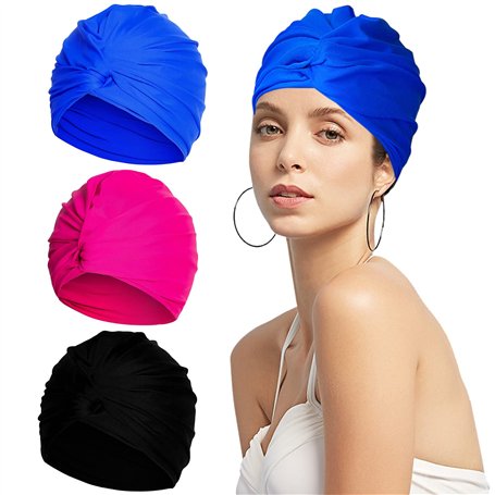 Forreen 3pcs Bonnet de Bain Femme Piscine Impermeable Élastique Bonnet Piscine Antidérapant Séchage Rapide Confortable Bonnet de
