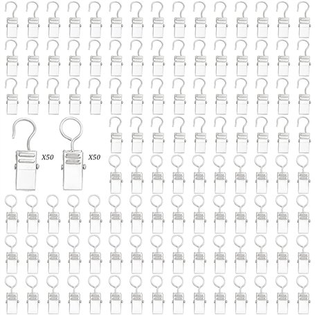 Saijer Lot de 100 pinces à rideaux en acier inoxydable pour suspendre des photos ou des photos - Argenté