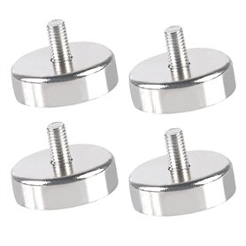 WANDGU Aimants en néodyme avec filetage : lot de 4 aimants ronds puissants en néodyme