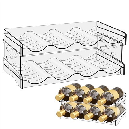 GOEDCH Porte Bouteille Plastique Empilable: 8 Bouteilles Étagère à vin