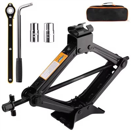 NVIYAM Cric Voiture 2T Universel à Ciseaux avec Clé à Cliquet et Clé pour Écrous - Portatif De Levage pour Voitures SUV MPV