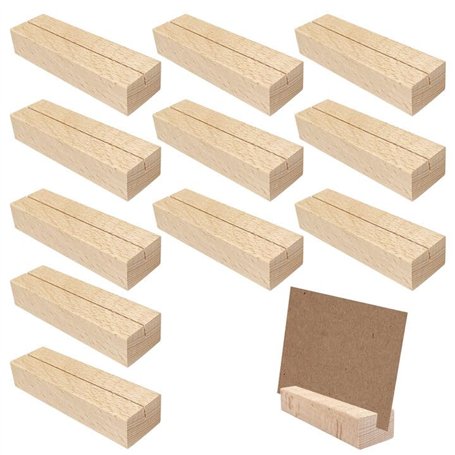 Uootach 12 Pièces Bois Porte-cartes de menu en bois de hêtre