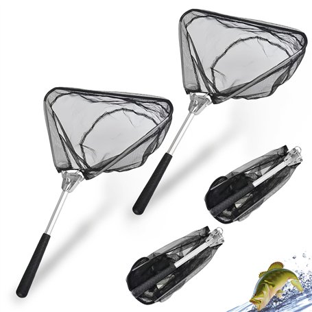 WANDGU Lot de 2 épuisettes de pêche pliables avec long manche