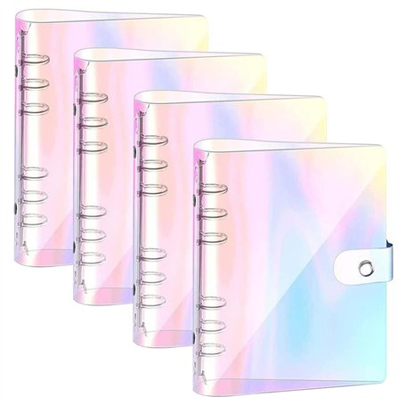 4 Pièces Couverture de Reliure A5 Couverture de Classeur en PVC Souple Couleur Transparent Couverture de Protection 6 Anneaux Re