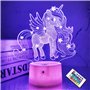 CooPark 3D Licorne Lights Fairy Illusion Lampe 16 Couleurs et Télécommande Optique Led Veilleuse Bureau LED Table Tactile Chevet