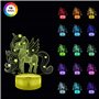 CooPark 3D Licorne Lights Fairy Illusion Lampe 16 Couleurs et Télécommande Optique Led Veilleuse Bureau LED Table Tactile Chevet