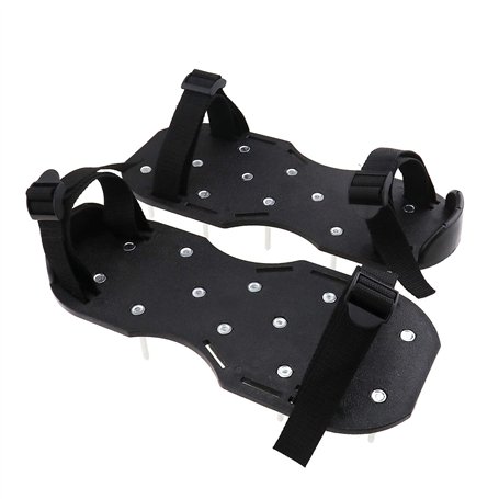 1 Paire Chaussures de Pelouse Aérateur Jardin Herbe Gazon Pointu Sandales À Pointes Sangle Entretien Outils de Jardin Noir