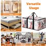 Vautvis Lot de 5 Grand Sac De Rangement Vetement, 100L Boite Rangement Vetement en Transparente, Housse de Couette Pliable avec 