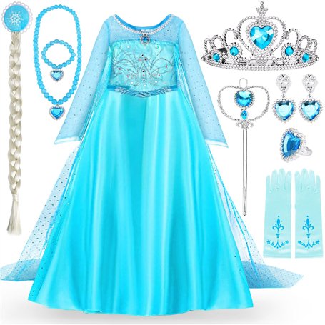 ITMNMNL Déguisement Princesse Elsa Fille Robe