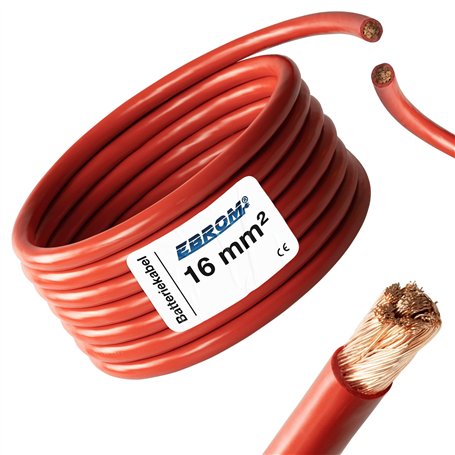 EBROM Câble de batterie rouge H07V-K 16 mm² - 3 m - 99