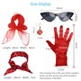 LOPOTIN Années 50 Costume Accessoires, Années 50 Femmes Costume 5 Pcs Ensemble à Pois Écharpe Gant Boucle Oreille Bandeau pour S