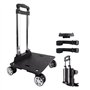 Chariot à dos à roulettes avec sangle de bagage, chariot pliable en alliage d'aluminium pour cartable, sac à dos, chariot de voy